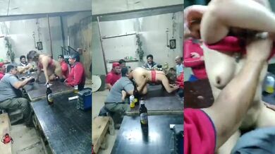 Group sex video of a cheap whore entertaining some drunk men