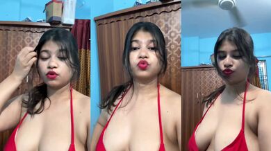 Sexy Indian Babe pouting in red bikini – MMS XXX bf video